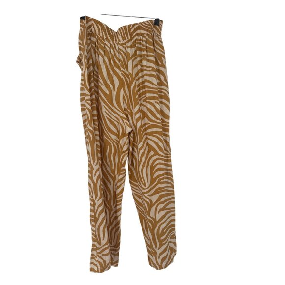 Rachel Zoe Zebra Print Linen Blend Wide-Leg Pants cropped size large - Picture 6 of 6
